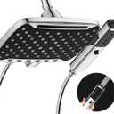 High Pressure Rain Shower Head, 7 Spray Modes Rain Shower Heads with Handheld Spray Combo, Dual Showerhead with 10 Inch Rainfall Spray, Detachable Hand Held Shower, Stainless Steel Hose, Power Wash (Chrome)