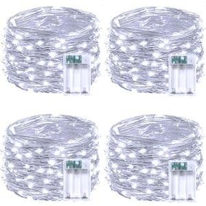 4 Pack 60 LED Christmas Fairy Lights Battery Operated with Timer, 20FT Waterproof Twinkle Lights Indoor Outdoor, String Lights for Bedroom, Wedding, DIY, Centerpiece, Christmas Decorations(Cool White)
