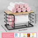 Small Trash Bag Holder,Wall Mount Grocery Bag Holder with Bamboo Top,Suitable for Garbage Bags of 100 Rolls under 13 Gallons,Black