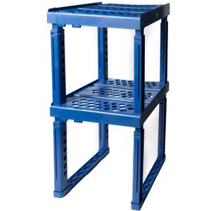 Locker Organizer Shelf Adjustable Width and Height , Ideal Locker for School, Office, and Gym Lockers (Blue 2 Pack)