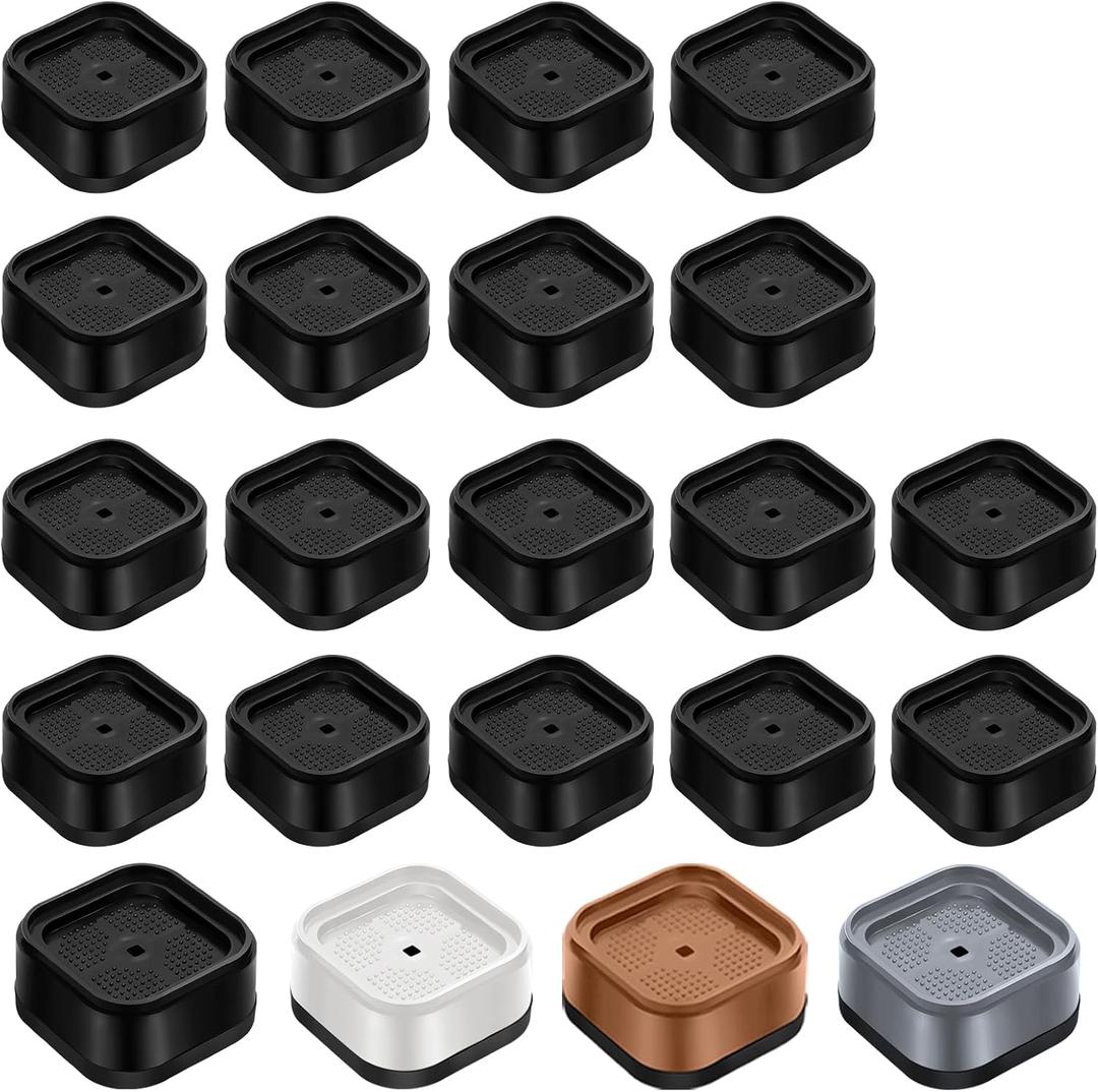 shouwuhho 18 Pack Furniture Risers Adjustable Bed Risers Heavy Duty Lifts Height 1", Square Stackable Bed Risers 1, 2 or 3 Inch for Desk Leg Table Couch Sofa Chair Bed Frame Legs Dorm, Black