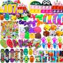 Dilycery 107 PCS Party Favors Toys, Treasure Box Toys for Classroom, Pop Fidget Toys Treasure Chest for Kids Prizes Classroom, Bulk Pinata Stuffers Goodie Bag Fillers for Kids 4-8