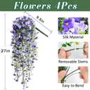Waipfaru 4 Pcs Artificial Hanging Flowers for Outdoors, Fake Hanging Plants for Outdoor, UV Resistant Silk Faux Violet Flowers Spring Summer Decor for Planter Porch Patio Indoor Decoration, Purple