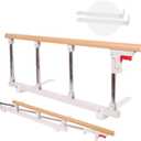 lefeke Bed Rails for Elderly Adults SafetyFolding Bedside Assist Rail Handle,Collapsible Bed Cane Bed Guard,Bed Railing for Seniors,Adjustable Bed Assist Handle for Preventing Falling Out of Bed (White)