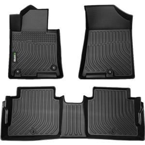 HAFIDI Floor Mats Fit for 2016-2020 Kia Optima & 2015-2019 Hyundai Sonata & Hybrid All Weather Protection TPE Anti-Slip Automotive Floor Liners, Fits 1st & 2nd Row Full Set Custom Accessories, Black