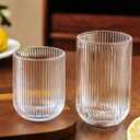 Ribbed Drinking Glasses 8pcs, Rocks Drinking Glasses 12oz and 10oz, Tumbler Glasses Cup Set for Wedding, Party, Christmas Gift, Clear