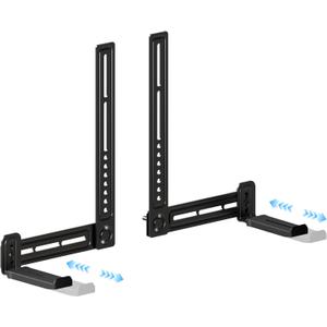 Sound Bar Mounts Unter TV or Above TV, Height & Depth Adjustable Soundbar Mountwith Detachable Extension Arms and L-Brackets