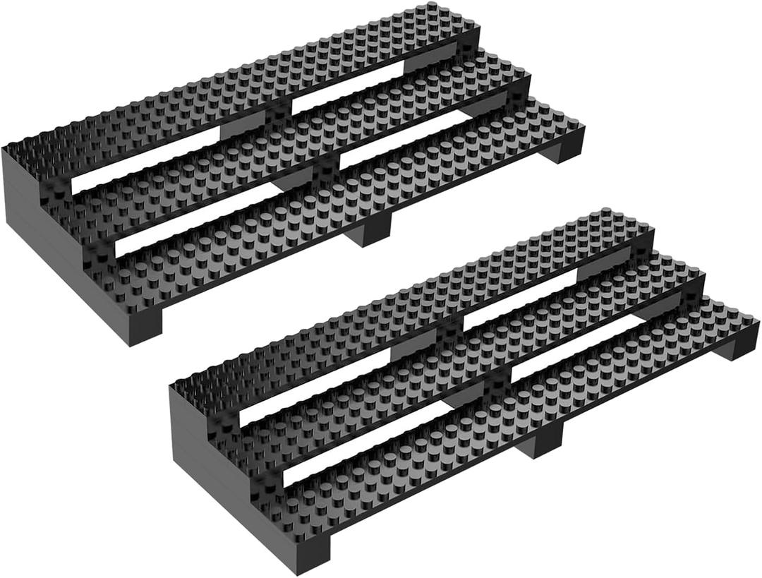 2 Pack Brick Minifigure Display Stand - 3-Tier Display Case for Lego Mini Figures - Holds 66 Figures - Black Stylish Organizer for Collectors | Great Gift for Minifigure Lovers