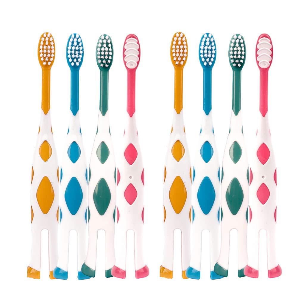 newrichbee 8 Packs Kids Toothbrush, Extra Soft Lovely Deer Toddler Toothbrush for Kids 2-8 Years (Pink&Orange&Blue&Green)