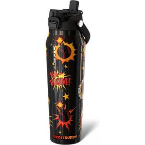 Frost Buddy 32oz Insulated Water Bottle with Straw & Chug Lid | Leak-Proof Stainless Steel | 24-Hours Cold | Sweat-Proof, Cup Holder Friendly | Ideal for Gym, Travel, Sports & Everyday Hydration (Hittin' Bombs)