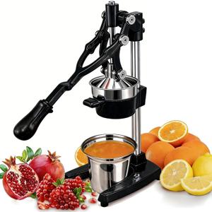 19 Inch Height Extra Tall Commercial Heavy Duty Cast Iron Hand Press Manual Orange Citrus Lemon Lime Grapefruit Pomegranate Fruit Juice Squeezer Machine with Stainless Steel Cup Black