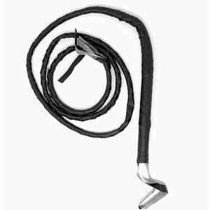 Skeleteen Faux Leather Black Whip - 6.5ft  Woven Costume Accessories Whips - 1 Piece