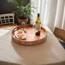 20" Extra Large Round Acacia Wood Serving Tray - Heavy Duty Ottoman & Coffee Table Organizer, Decorative Countertop Tray