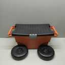 Pure Garden Rolling Garden Cart with Seat - Plastic Storage with Bench and Tool Tray - Gardening Stool for Weeding or Planting (Terracotta)