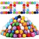 Poen 300 Pieces Cat Toy Fuzzy Balls 1.8 Inch Assorted Color Pom Pom Interactive Tinsel Balls for Indoor Cats