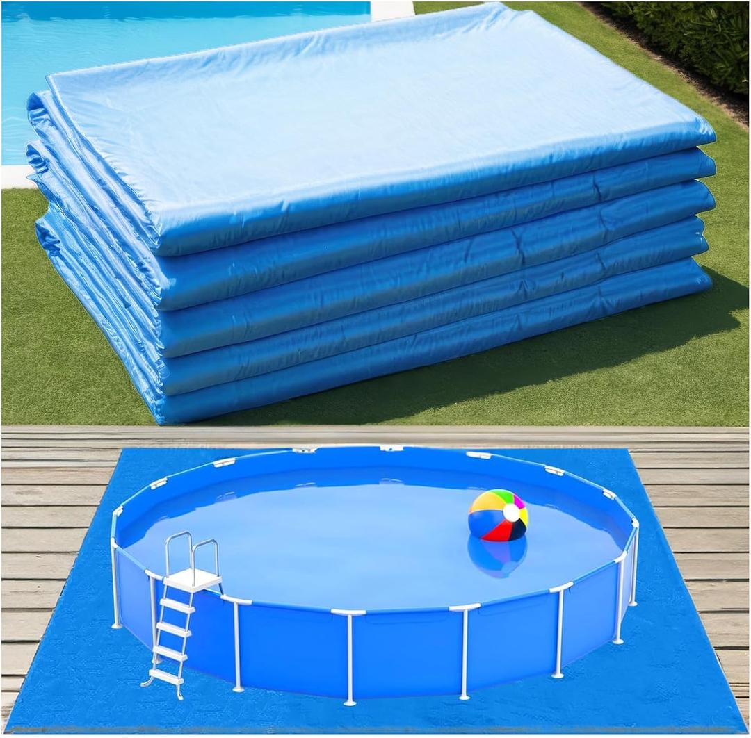 Pool Ground Cloths Pool Cover,16x16 Ft Square Swimming Pool Liner Pad, Anti Tear Above Ground Pool Mat, Preventing Punctures Pool Tarp Cover for Frame Pool Inflatable Top Ring Swimming Pools (Blue)