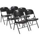 Amazon Basics Sturdy Foldable Plastic Chair, Portable, 350-Pound Capacity, Black, 6-Pack