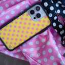 Wildflower Cases - Compatible with iPhone 16 Pro Max | Protective Black Bumper, 6.5ft Drop Test Certified, Women Owned Small Business | Spots Aesthetic Trendy Cute | Polka Dot - Pink and Yellow
