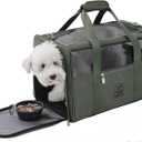 Luxury Pet Carrier for Dogs, Cats, Puppies - Airline TSA Approved, Durable Anti-Scratch Fabric, Soft-Sided, Consistent Airflow, Foldable Design, Cushion Pad, Travel (Olive Green, Large)