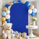 Blue Wedding Arch Cover Arch Backdrop Stand Cover 6.6FT Arch Wall Backdrop Cover Fitted Spandex Arch Cover Fabric Round Top Chiara Wedding Arch Cover for Happy Birthday Gender Reveal Garden Decoration