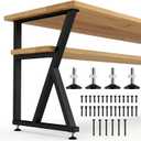 TOCRETOARE Metal Table Legs Heavy Duty, 30”H x 24”W, Metal Furniture Legs for Dining Desk Bench and Coffee Table, Industrial Black DIY Iron Bench Legs, Set of 2
