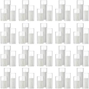 Shihanee 120 Pcs Pillar Candles and Glass Cylinder Vases Clear Cylinder Holders for Slim Pillar Candles Table Decoration (White)
