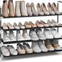 SONGMICS 4-Tier Shoe Rack, Shoe Storage for Hallway Closet, Slim and Space-Saving, Metal Frame, Non-Woven Fabric Shelves, Black ULSH054B01 (11D x 38.8W x 29.5H)