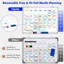 Dry Erase Calendar Whiteboard for Wall, 36" x 24" Magnetic Monthly White Board Calendar Dry Erase, Wall Hanging Aluminum Frame with Tray for Home, School, Office (Silver Frame)