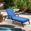 78 inch Chaise Lounge Cushion for Outdoor Furniture, Waterproof Fade Resistant Lounge Deck Chair Cushions for Patio Lawn, 78x24x3 Inch, Blue