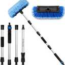 72" Car Wash Brush with Long Handle, Flow-Thru Soft Bristle Car Washing Brush with Extendable Handle and Hose Attachment and On/Off Switch for Car, RV, SUV, Truck, Boat, House SidingBlue (70")