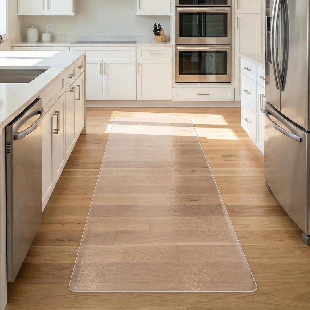 Clear Runner Mat for Hallway, 2'x3' Waterproof Plastic Floor Protector for Kitchen, Non-Slip Runner Rug for Entryway, Porch, Laundry, Area Rug for High Traffic, Indoor Outdoor Use (Transparent)