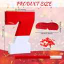 Poen Number 7 Piata with Batting Stick Eye Mask and Confetti Red and White Piata for Kids Boys Girls Birthday Anniversary Celebration Decorations Party Supplies, 16 x 11 x 2.8 Inches
