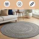 WeWove Hand Woven Area Rug 6 Feet Round - Jute Denim Area Rug Rustic Farmhouse Boho Accent Rug for Living Room Bedroom Kitchen Dorm Entryway Hallway - Handcrafted Floor Rug