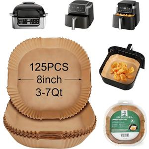 Air Fryer Disposable Paper Liner, 125Pcs Disposable Air Fryer Parchment Paper Pads Air Fryer Liner for Ninja Air Fryer Pro AF141 AF142 AG301 (125pcs 7.9'' Square)