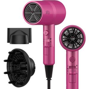 AINA Hair Dryer with Diffuser, Blow Dryer for Women | Advanced Ionic Technology, Ceramic Coating | Cold Shot Features Turbo Heat for Fast Drying and Shine 110V/ALCI (Neon Pink)