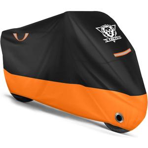 XYZCTEM Motorcycle Cover Waterproof Outdoor All Season Protection Motorcycle Storage Night Reflective Handles with Lock-Holes Storage Bag Fits up to 108" Motorcycle Vehicle Covers, Black&Orange XYZCTEM Motorcycle Cover Waterproof Outdoor All Season Protection Motorcycle Storage Night Reflective Handles with Lock-Holes Storage Bag Fits up to 108" Motorcycle Vehicle Covers, Black&Orange