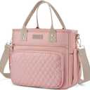 EASYA Large Women Lunch Bags for Work/Insulated Adult Lunch Box for Women/Durable Nylon Thermal Lunchbox for Womens/Leakproof Cooler Tote Bag with Storage Pocket (Shimmering blush pink Cotton Strap)