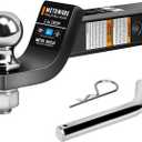 METOWARE Trailer Hitch Ball Mount with 2 in Ball & Hitch Pin, Solid Steel Trailer Hitch Ball Fits 2 Inch Receiver, 6000lbs Capacity Ball Hitch, 2-Inch Drop, Black