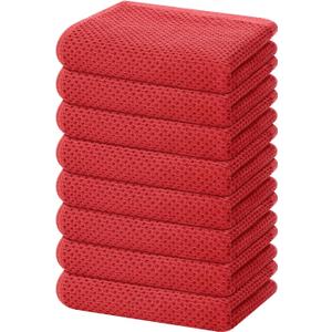Homaxy 100% Cotton Waffle Weave Kitchen Dish Towels, Ultra Soft Absorbent Quick Drying Cleaning Towel, 13 x 28 Inches, 8-Pack, Brick Red