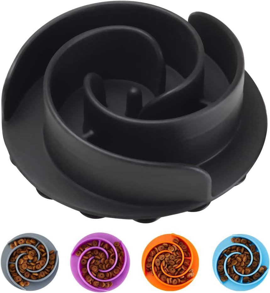 Slow Feeder Dog Bowls Insert, Animire Soft Silicone Slow Eating Dog Food Bowl for Small, Medium and Large Dogs, Compatible with Regular and Elevated Bowls (Black)