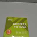 Rabenda 12 Pcs Rug Tape, Non Slip Rug Pads Grippers for Hardwood Floors and Tiles, Reusable Carpet Tape for Area Rugs, Double-Sided Adhesive Rug Stickers Keep Corners Flat (Black)