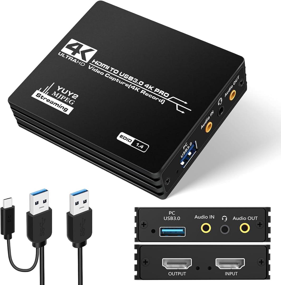 AMANKA 4K HDMI Capture Card for Streaming,1080P 60FPS,HDMI to USB 3.0 Video Capture Card,Support for Streaming Compatible with PC,OBS,PS5,PS4,Xbox,Cameras
