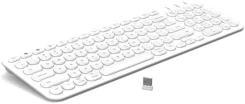 cimetech Bluetooth Keyboard, Rechargeable Dual-Mode (Bluetooth 5.1 + USB) Ergonomic Computer Keyboard, Ultra-Slim Multi-Device Keyboard for Mac, iPad, Computer, PC, Apple, Android, Windows - White