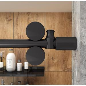DIYHD 5FT Sliding Shower Door Hardware, in-Line Frameless Shower Door Kit for 8-10mm Glass, 304 Stainless Steel Black Finish, Space-Saving Design, No Glass Included