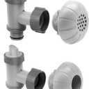 Above Ground Pool Parts, Plunger Valves for Pools Replacement Parts, Pool Pump Part with On Off Plunger Valves, 1.5" Outlet Strainer & Inlet Nozzle, Pool Hose Adapter for Sand Pump