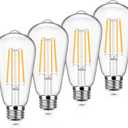4-Pack Vintage LED Edison Bulbs 100W Equivalent 1400LM High Brightness 8W ST58 LED Filament Light Bulbs 3000K Warm White E26 Medium Base CRI90+ Antique Clear Glass for Home Dinning Room, Non-dimmable