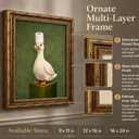 Vintage Gold Framed Duck Bathroom Wall Art,Retro Funny Goose Canvas Painting Picture Wall Decor,Whimsical Farmhouse Animal Poster Print Artwork,for Bathroom Bedroom Living Room Home Decoration, Duck, 16"L x 12"W