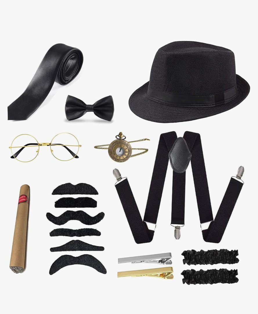 1920s Men Accessories Set Roaring 20s Costume Retro Gatsby Gangster Grandpa Accessories Set
