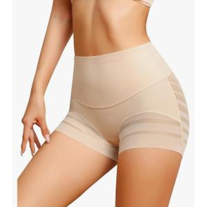 ASIMOON Tummy Control Boyshorts Underwear for Women Stretch High Waisted Shapewear Sexy Mesh No Show Panties for Ladies Large