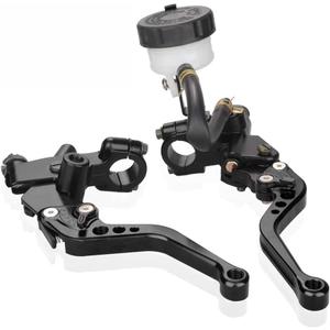 LKV Motorcycle Brake Clutch Pump Lever Set - 7/8" (22mm) Handlebar - w/Hydraulic Master Cylinder & Reservoir - Universal Fit for Honda, Yamaha, Kawasaki, Suzuki from 250CC to 500CC